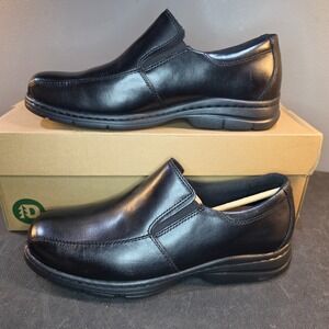 Dunham Blair Mens Sz 9.5 2E Wide Width Black Leather Slip On DAA01BK NIB